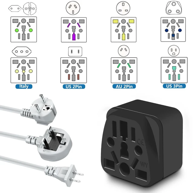 Alt view image 2 of 6 - 1 Pack EU to US Plug Adapter, Europe to US Plug Adapter | EU,UK,CN,AU,JP to USA (Type B), Adapter Europe to USA, Plug Adapter Europe to USA (Black)