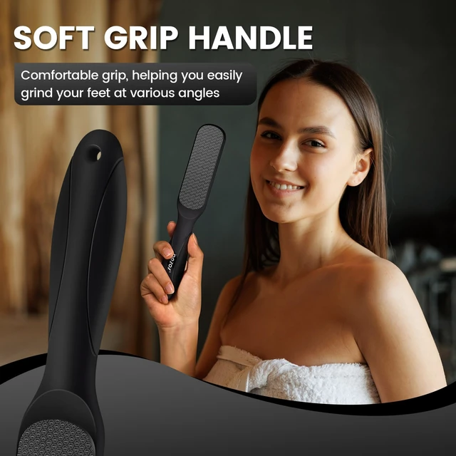 Alt view image 5 of 7 - Double-Sided Glass Foot File Callus Remover(1 PCS), Foot Scrubber for Dead Skin, Smooth Feet Pedicure Tools for Feet, Pumice Stone for Feet, Heel Scraper for Cracked Heels - Black