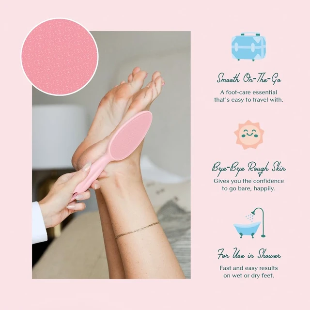 Alt view image 4 of 5 - Handled Nano Glass Foot File, Callus & Dead Skin Remover, Pink | Lightweight Shower Foot Scrubber, Pedicure Foot Buffer, Removes Dry, Cracked Skin to Get Smooth Salon Ready Feet in Minutes