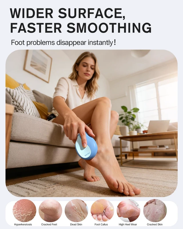 Alt view image 2 of 7 - Glass Foot File Callus Remover Professional Foot Scrubber for Dead Skin & Cracked Heels Premium Pedicure Tools for Feet with Anti-Slip Handle and Protective Cover - Blue