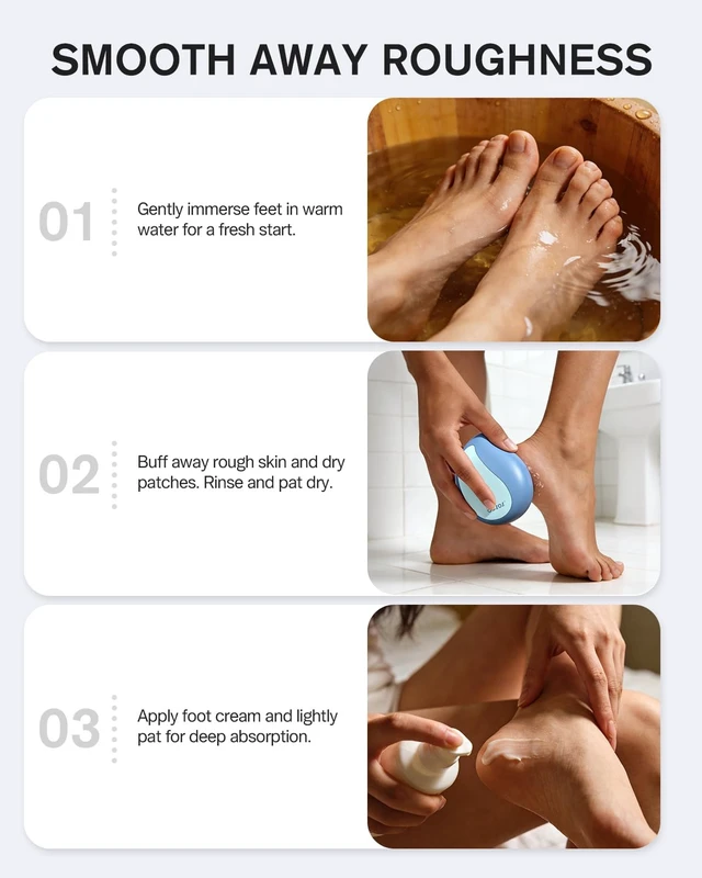 Alt view image 4 of 7 - Glass Foot File Callus Remover Professional Foot Scrubber for Dead Skin & Cracked Heels Premium Pedicure Tools for Feet with Anti-Slip Handle and Protective Cover - Blue
