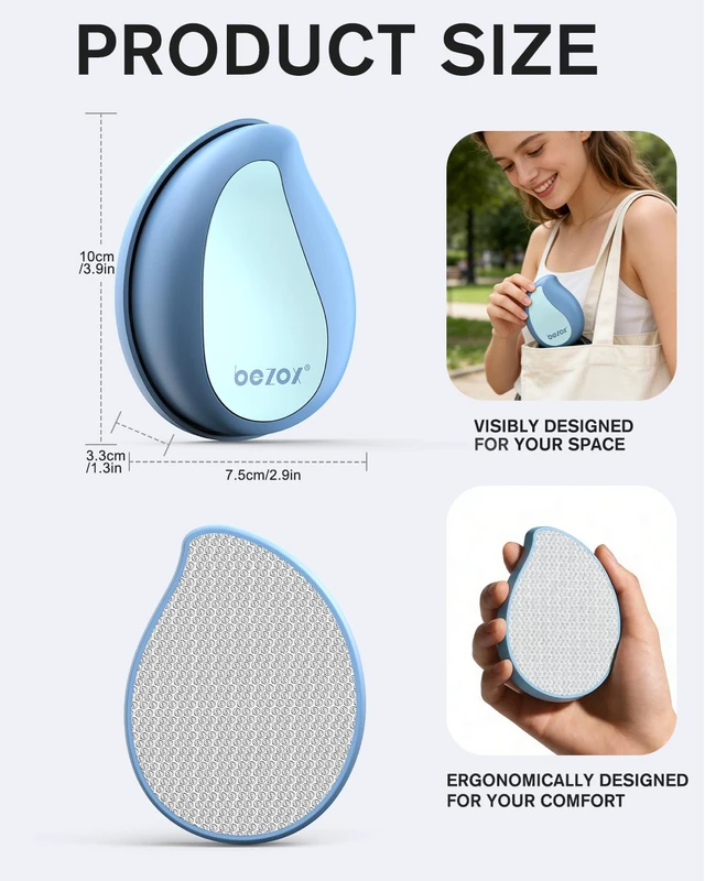 Alt view image 7 of 7 - Glass Foot File Callus Remover Professional Foot Scrubber for Dead Skin & Cracked Heels Premium Pedicure Tools for Feet with Anti-Slip Handle and Protective Cover - Blue