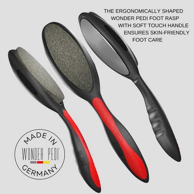 Alt view image 4 of 7 - Made in Germany Ceramic Stone and Stainless Steel Foot File, Double Sided Callus Remover, Feet Scrubber, Professional Pedicure Foot Care Tool Rasp, Long Lasting Foot Buffer, Heel Scraper, Wonder Pedi