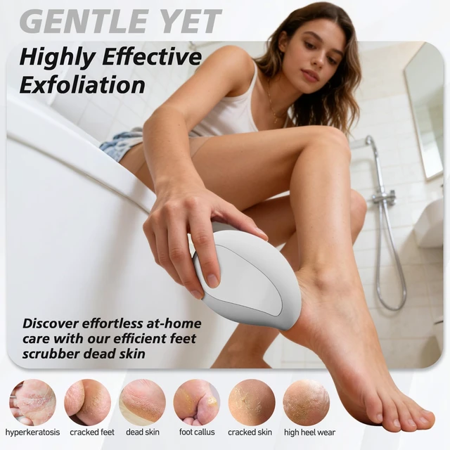 Alt view image 3 of 7 - Nano Glass Foot File Callus Remover for Feet - Glass Foot Scraper Scrubber Dead Skin Removal for Cracked Heels,Professional Pedicure Tool for Home, Salon, and Travel (White)