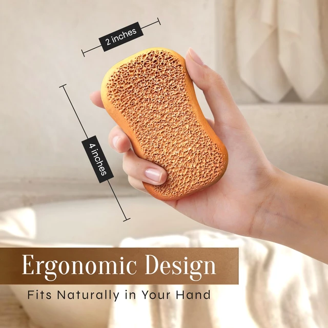 Alt view image 4 of 7 - Pumice Stone for Feet Callus Remover - Terra-Cotta Foot Scrubber with 2 Sides, 100% Pure Natural Foot Pumice Stone, Pedicure Pumice Stone Scrubber, Foot Exfoliator, Removes Calluses & Dead Skin
