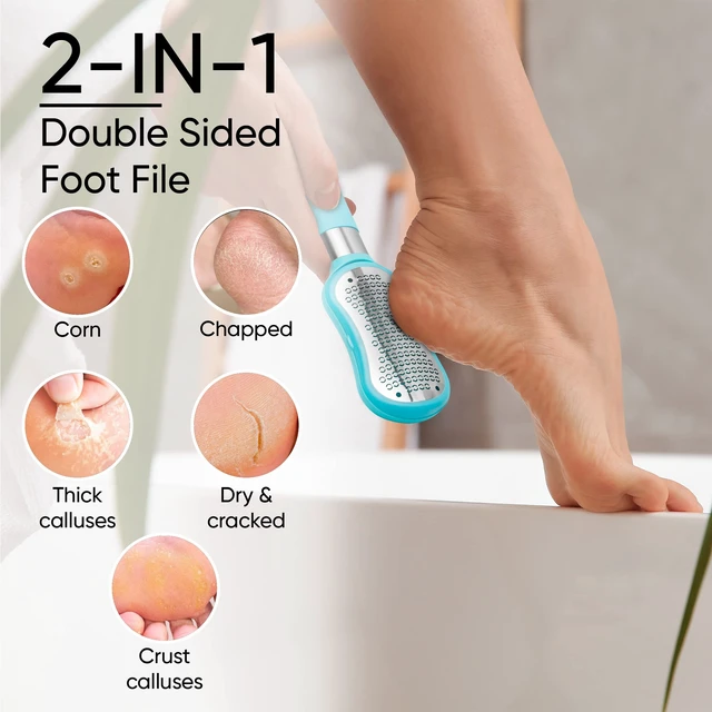Alt view image 2 of 7 - Premium Foot File 2-in-1 Callus Remover for Feet with Dead Skin Storage + 2 in 1 Siliglass Pumice Stone Callus Remover for Feet, Elbows, Hands, and Knees
