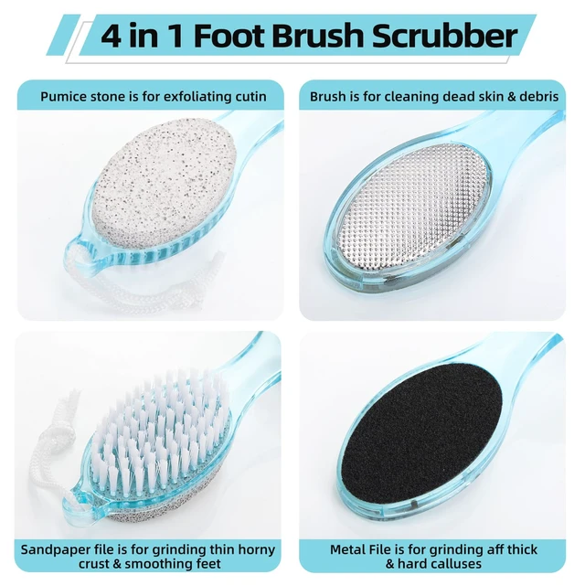 Alt view image 3 of 7 - 12 Pack 4 in 1 Foot Brush Pumice Stone Brush for Feet Scrubber Dead Skin Remover Bulk for Shower Pedicure File Exfoliator Dead Skin Remover for Care(Colorful)