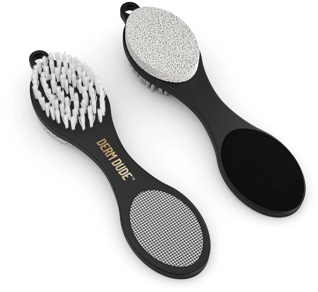 Main image of 4-in-1 Foot Scrubber & Heel Repair Tool | Foot File Callus Remover for Feet | Pedicure Tool with Metal File, Pumice Stone, Emery Board & Cleaning Brush to Soften & Smooth Rough, Dry Feet