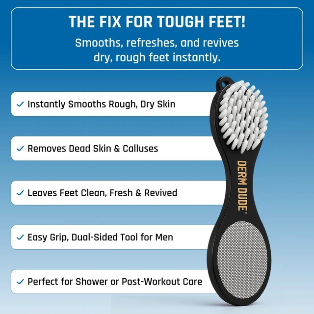 Alt view image 3 of 7 - 4-in-1 Foot Scrubber & Heel Repair Tool | Foot File Callus Remover for Feet | Pedicure Tool with Metal File, Pumice Stone, Emery Board & Cleaning Brush to Soften & Smooth Rough, Dry Feet
