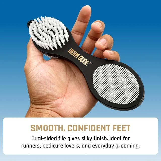 Alt view image 5 of 7 - 4-in-1 Foot Scrubber & Heel Repair Tool | Foot File Callus Remover for Feet | Pedicure Tool with Metal File, Pumice Stone, Emery Board & Cleaning Brush to Soften & Smooth Rough, Dry Feet