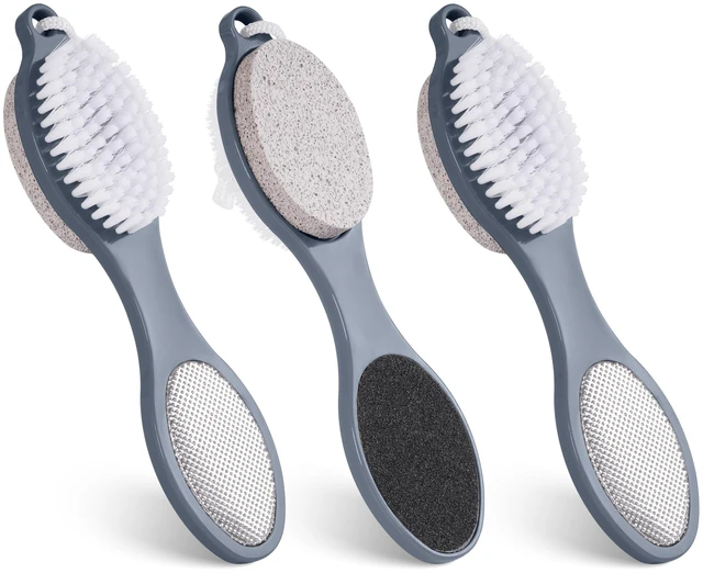 Main image of 3 Pcs 4-in-1 Foot Scrubber Brush for Feet & Shower | Includes pumice stone, foot rasp, and sandpaper for dead skin removal and foot care.