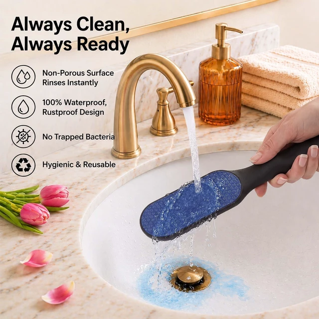 Alt view image 5 of 6 - Foot File Callus Remover, Double-Sided Foot Scrubber for Cracked Heels & Dead Skin, Professional Pedicure Tool for Wet/Dry Use, Ergonomic Handle, Hygienic & Long Lasting