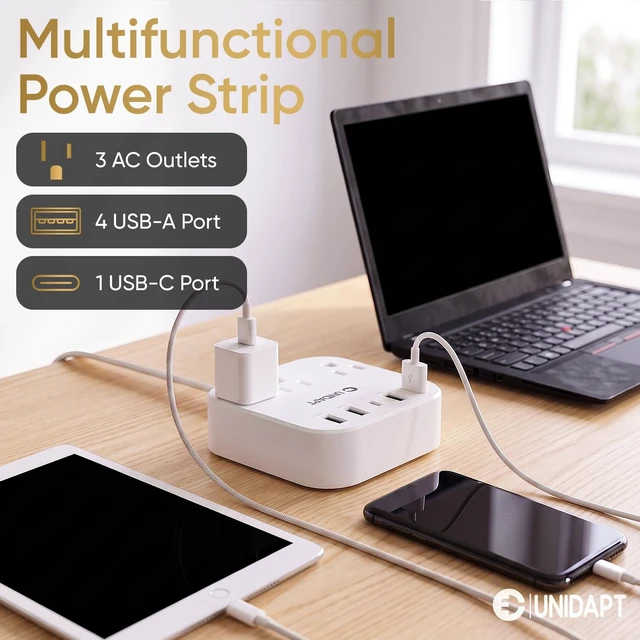 Alt view image 2 of 7 - Cruise Approved Power Strip, Non Surge, US to Europe Plug Adapter | USB-C Cord, 4 USB Ports, 3 AC Outlets, 5ft Extension, Wall Mountable European Travel Adaptor for Ship Cabin, Home
