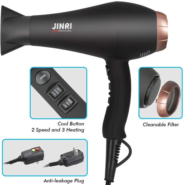 Alt view image 5 of 7 - Hair Dryer 1875W, Negative Ionic Fast Dry Low Noise Blow Dryer | Professional Salon Hair Dryers with Diffuser, Concentrator, Styling Pik, 2 Speed and 3 Heat Settings for Home Salon