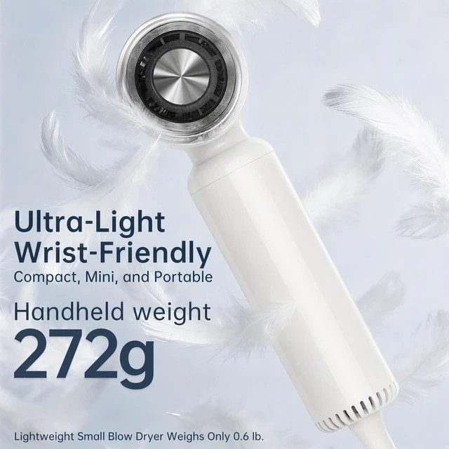 Alt view image 2 of 7 - Hair Dryer, Travel Mini High-Speed 200 Million Negative Ions Blow Dryer with Diffuser, 110,000RPM Brushless Motor for Fast Drying, Lightweight Portable Hairdryer for Women, No Heat Damage
