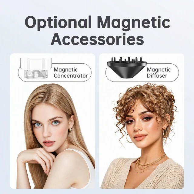 Alt view image 6 of 7 - Hair Dryer, Travel Mini High-Speed 200 Million Negative Ions Blow Dryer with Diffuser, 110,000RPM Brushless Motor for Fast Drying, Lightweight Portable Hairdryer for Women, No Heat Damage