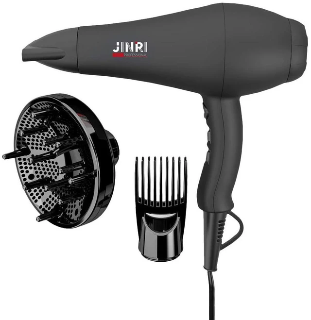 Main image of Ionic Hair Dryer with Diffuser & Comb and Concentrator, Lightweight Quiet Infrared Blow Dryer, Powerful 1875 Watt Motor for Smooth and Fast Drying Hair, Black
