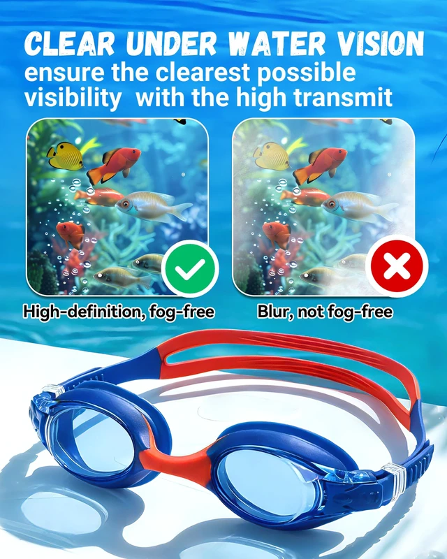 Alt view image 3 of 7 - kids swimming goggles 2pack waterproof anti-fog UV-protective high-definition kids swim goggles