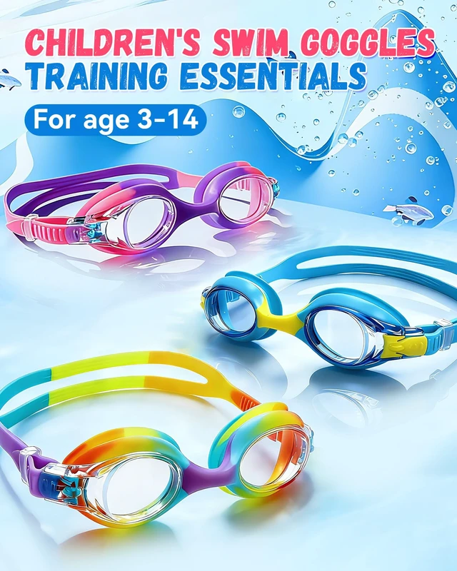 Alt view image 2 of 7 - kids swimming goggles 2pack waterproof anti-fog UV-protective high-definition kids swim goggles