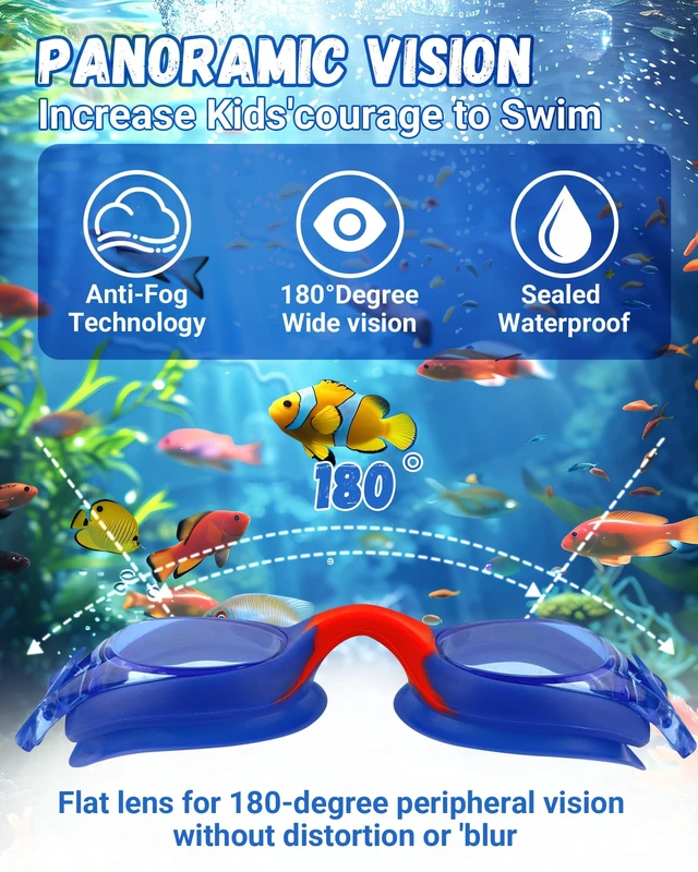 Alt view image 4 of 7 - kids swimming goggles 2pack waterproof anti-fog UV-protective high-definition kids swim goggles
