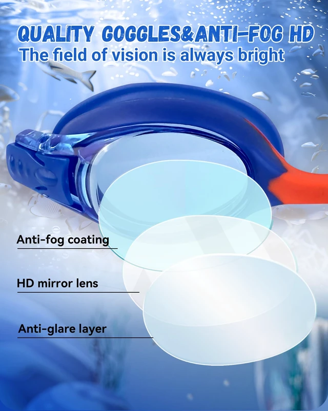 Alt view image 6 of 7 - kids swimming goggles 2pack waterproof anti-fog UV-protective high-definition kids swim goggles