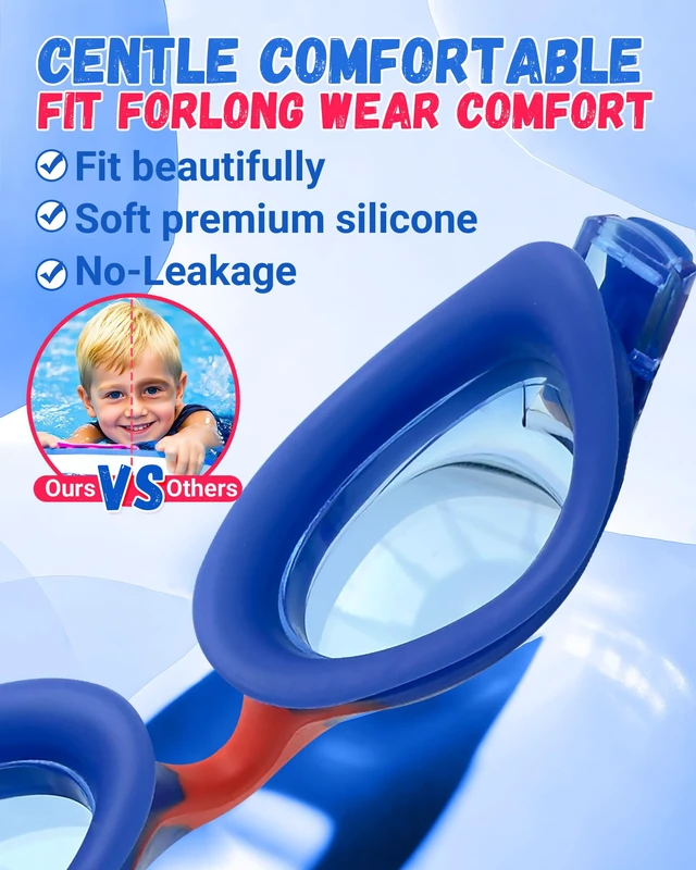 Alt view image 7 of 7 - kids swimming goggles 2pack waterproof anti-fog UV-protective high-definition kids swim goggles