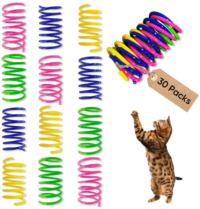 Main image of Cat Toys for Indoor Cats, 30 Pack Interactive Cat Spring Toys | Colorful Durable Plastic Coils, Bounce & Roll for Hunting, Chasing and Biting, Bulk Toys for Bored Adult Cats Self Play