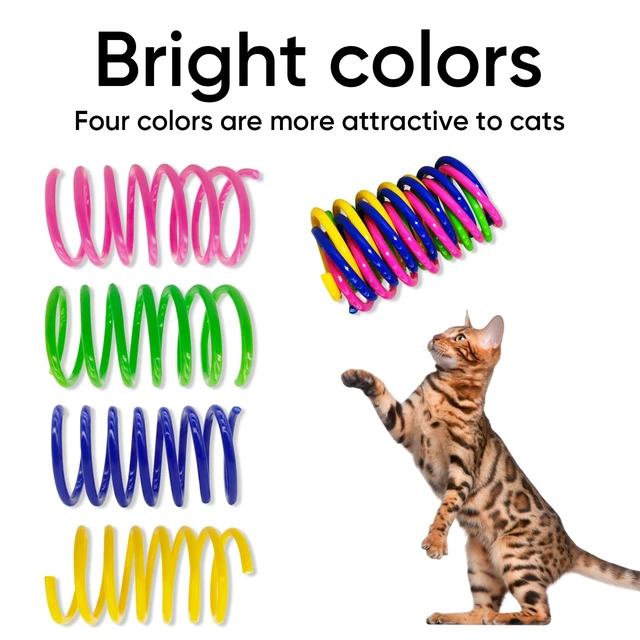 Alt view image 3 of 7 - Cat Toys for Indoor Cats, 30 Pack Interactive Cat Spring Toys | Colorful Durable Plastic Coils, Bounce & Roll for Hunting, Chasing and Biting, Bulk Toys for Bored Adult Cats Self Play
