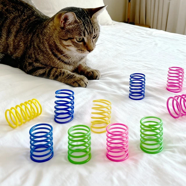 Alt view image 7 of 7 - Cat Toys for Indoor Cats, 30 Pack Interactive Cat Spring Toys | Colorful Durable Plastic Coils, Bounce & Roll for Hunting, Chasing and Biting, Bulk Toys for Bored Adult Cats Self Play