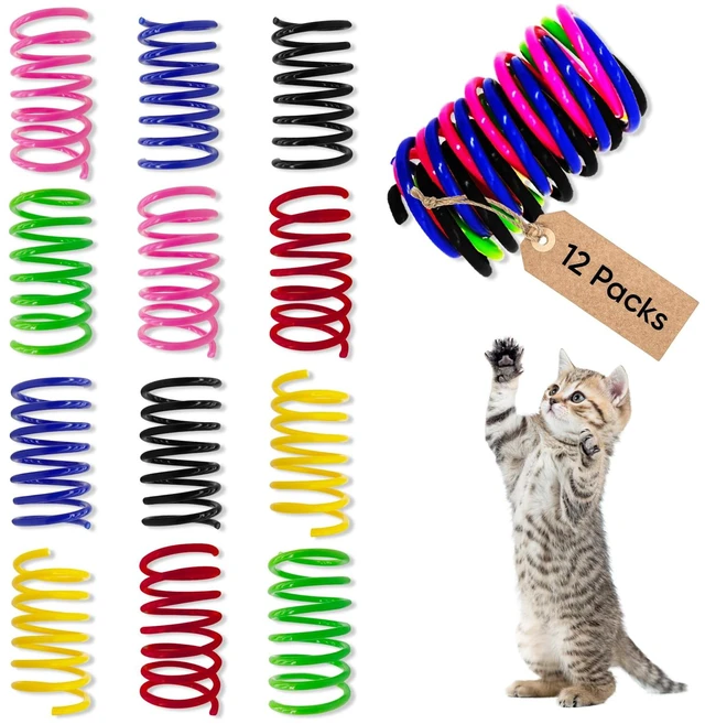 Main image of Cat Toys for Indoor Cats, 12 Pack Interactive Cat Spring Toys, 6Colors | Colorful Durable Plastic Coils, Bounce & Roll for Hunting, Chasing and Biting, Bulk Toys for Bored Adult Cats Self Play
