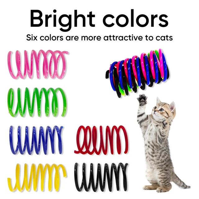 Alt view image 3 of 7 - Cat Toys for Indoor Cats, 12 Pack Interactive Cat Spring Toys, 6Colors | Colorful Durable Plastic Coils, Bounce & Roll for Hunting, Chasing and Biting, Bulk Toys for Bored Adult Cats Self Play
