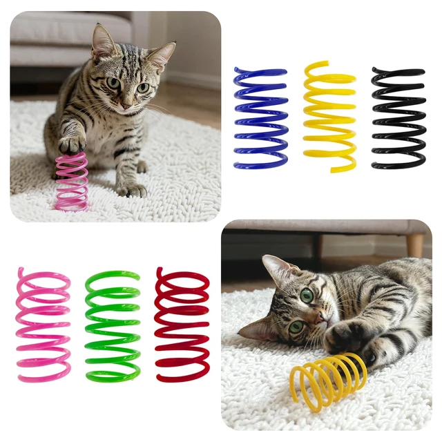 Alt view image 6 of 7 - Cat Toys for Indoor Cats, 12 Pack Interactive Cat Spring Toys, 6Colors | Colorful Durable Plastic Coils, Bounce & Roll for Hunting, Chasing and Biting, Bulk Toys for Bored Adult Cats Self Play