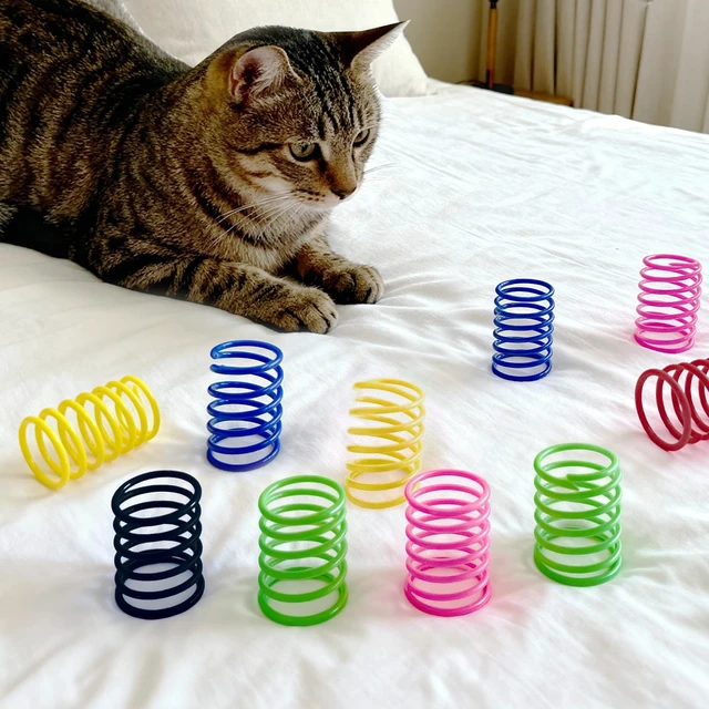 Alt view image 7 of 7 - Cat Toys for Indoor Cats, 12 Pack Interactive Cat Spring Toys, 6Colors | Colorful Durable Plastic Coils, Bounce & Roll for Hunting, Chasing and Biting, Bulk Toys for Bored Adult Cats Self Play