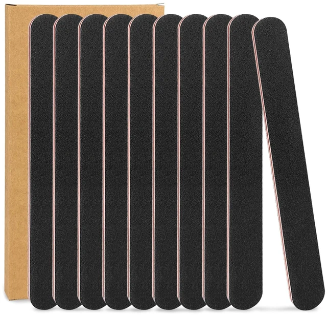 Main image of 10 Pack Nail Files, Professional Double Sided 100/180 Grit Emery Board for Manicure Pedicure, Black