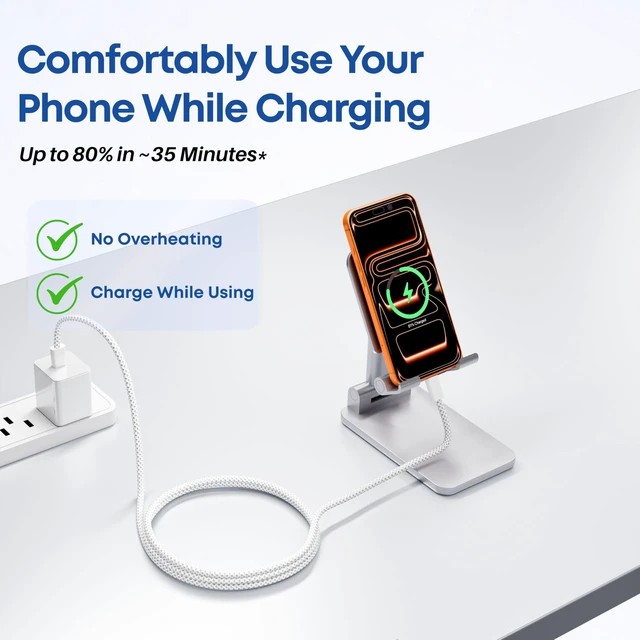 Alt view image 3 of 7 - USB-C to USB-C Cable 2-Pack, 60W Fast Charging, Premium Nylon Braided, USB-C Power Delivery, Data Sync for iPhone 15/16/17, Android, Samsung, iPad, MacBook (2pack-3ft)