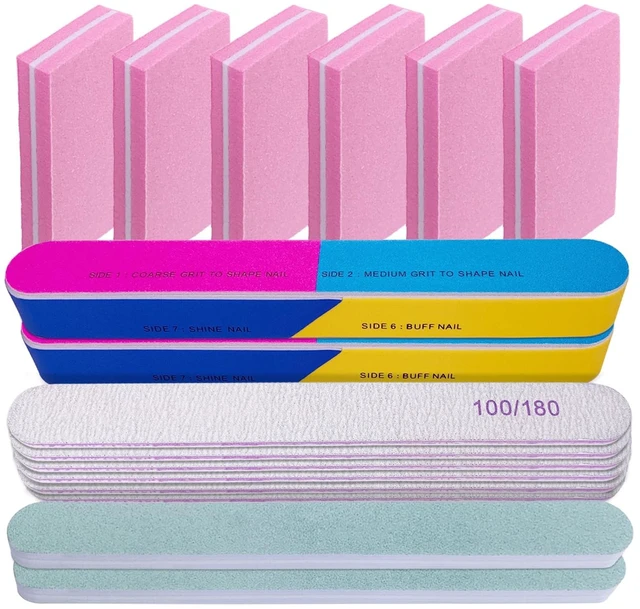 Main image of Nail File and Buffer Set (16 Pack), Nail File Kit Professional Nail Files & Buffers Manicure Supplies Filer Buffer for Natural Nails, 100/180 Grit 7 Way Nail Filing Polishing Buffer for Nail Care