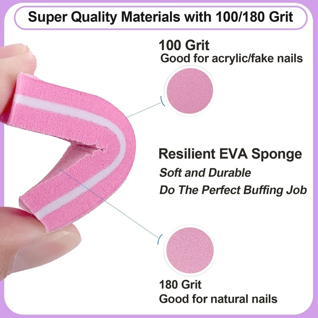 Alt view image 4 of 7 - Nail File and Buffer Set (16 Pack), Nail File Kit Professional Nail Files & Buffers Manicure Supplies Filer Buffer for Natural Nails, 100/180 Grit 7 Way Nail Filing Polishing Buffer for Nail Care