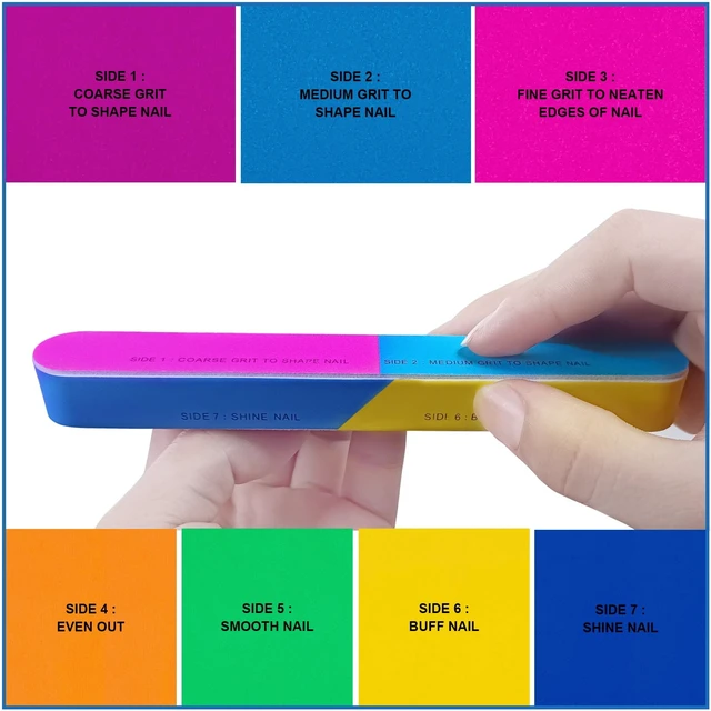 Alt view image 3 of 7 - Nail File and Buffer Set (16 Pack), Nail File Kit Professional Nail Files & Buffers Manicure Supplies Filer Buffer for Natural Nails, 100/180 Grit 7 Way Nail Filing Polishing Buffer for Nail Care