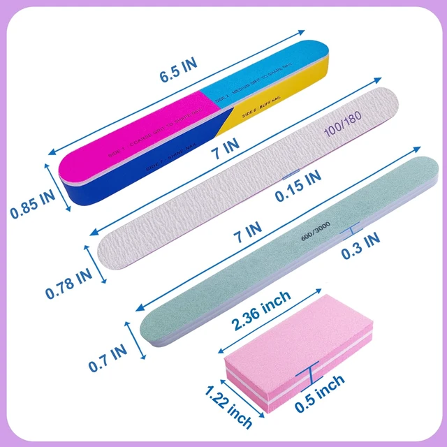 Alt view image 7 of 7 - Nail File and Buffer Set (16 Pack), Nail File Kit Professional Nail Files & Buffers Manicure Supplies Filer Buffer for Natural Nails, 100/180 Grit 7 Way Nail Filing Polishing Buffer for Nail Care