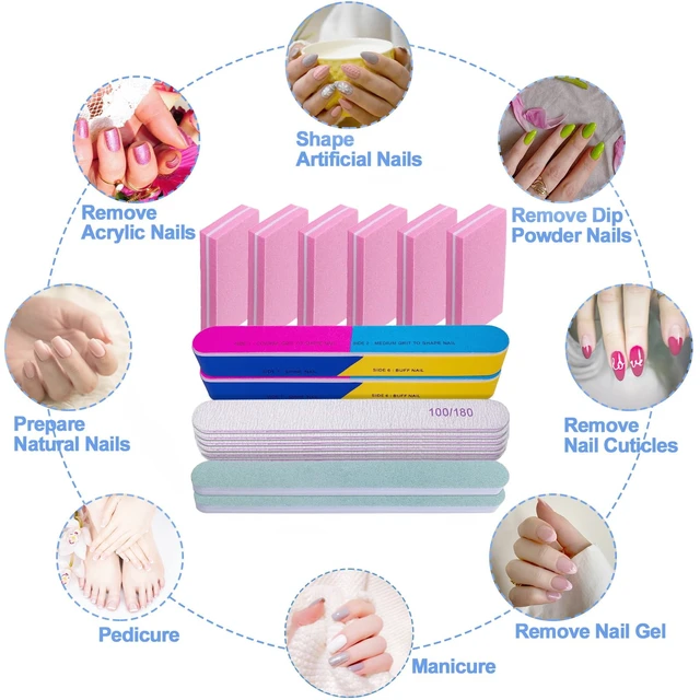 Alt view image 6 of 7 - Nail File and Buffer Set (16 Pack), Nail File Kit Professional Nail Files & Buffers Manicure Supplies Filer Buffer for Natural Nails, 100/180 Grit 7 Way Nail Filing Polishing Buffer for Nail Care