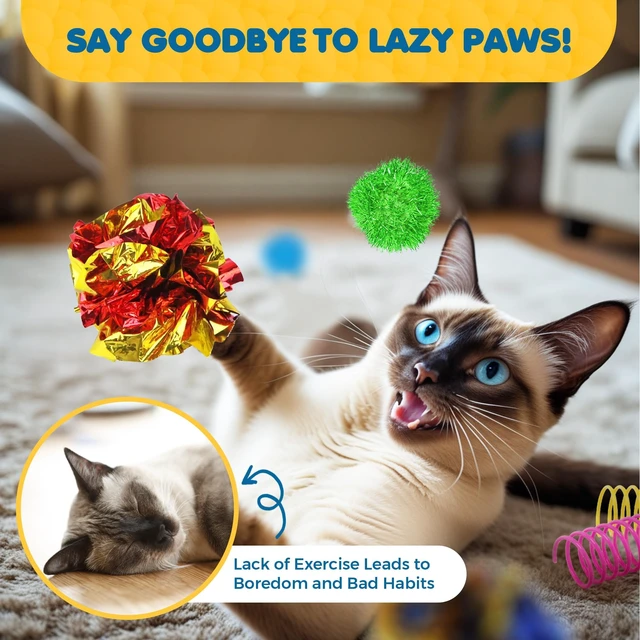 Alt view image 3 of 7 - Cat Toy Variety Pack, Feline Entertainment for Indoor Kitten, Lightweight, Colorful, Pet Interactive Chase Toys, Activity Tool, Cats Supplies & Accessories, 30 Pcs per Pack