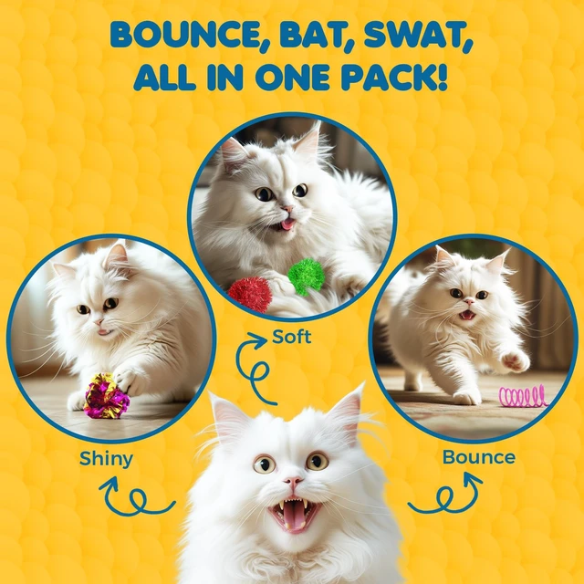 Alt view image 4 of 7 - Cat Toy Variety Pack, Feline Entertainment for Indoor Kitten, Lightweight, Colorful, Pet Interactive Chase Toys, Activity Tool, Cats Supplies & Accessories, 30 Pcs per Pack