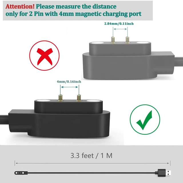 Alt view image 3 of 7 - Charger Compatible with AGPTEK LW11 SW022 smartwatch Charging Accessories Magnetic Charger -3.3 ft 100cm
