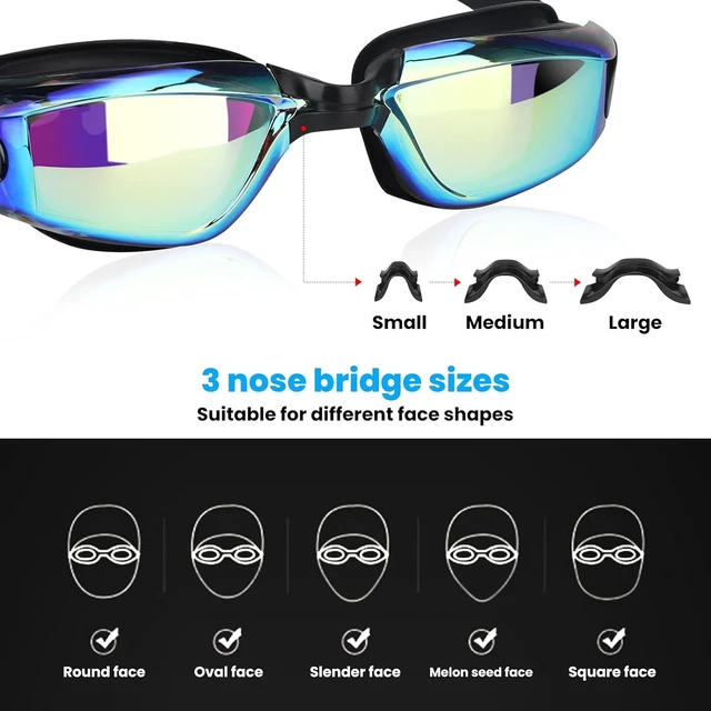 Alt view image 3 of 7 - Swimming Goggles, Anti-Fog & UV Protection Swimming Goggles No Leaking for Adult Men Women Youth, Leak-Proof Silicone Comfort Fit, Clear Vision