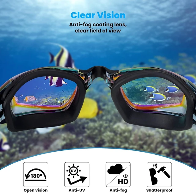 Alt view image 4 of 7 - Swimming Goggles, Anti-Fog & UV Protection Swimming Goggles No Leaking for Adult Men Women Youth, Leak-Proof Silicone Comfort Fit, Clear Vision