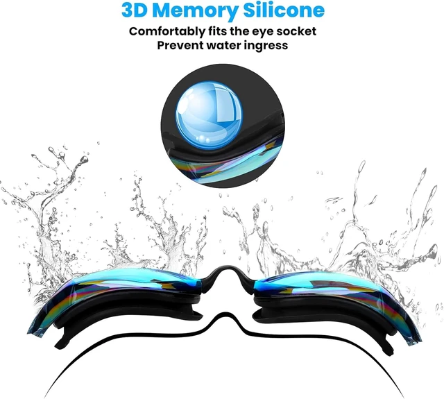 Alt view image 5 of 7 - Swimming Goggles, Anti-Fog & UV Protection Swimming Goggles No Leaking for Adult Men Women Youth, Leak-Proof Silicone Comfort Fit, Clear Vision