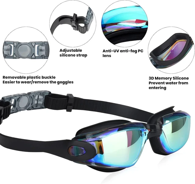 Alt view image 6 of 7 - Swimming Goggles, Anti-Fog & UV Protection Swimming Goggles No Leaking for Adult Men Women Youth, Leak-Proof Silicone Comfort Fit, Clear Vision