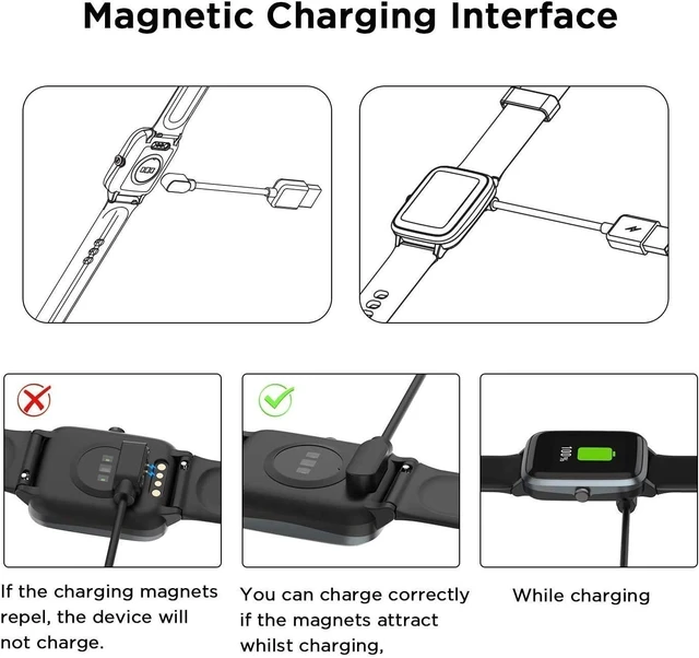 Alt view image 7 of 7 - Compatible with RUIMEN Smart Watch Charger, Magnetic USB Charging Cable Replacement Charger Cable Compatible with RUIMEN D1 1.85" Smart Watch (Black)