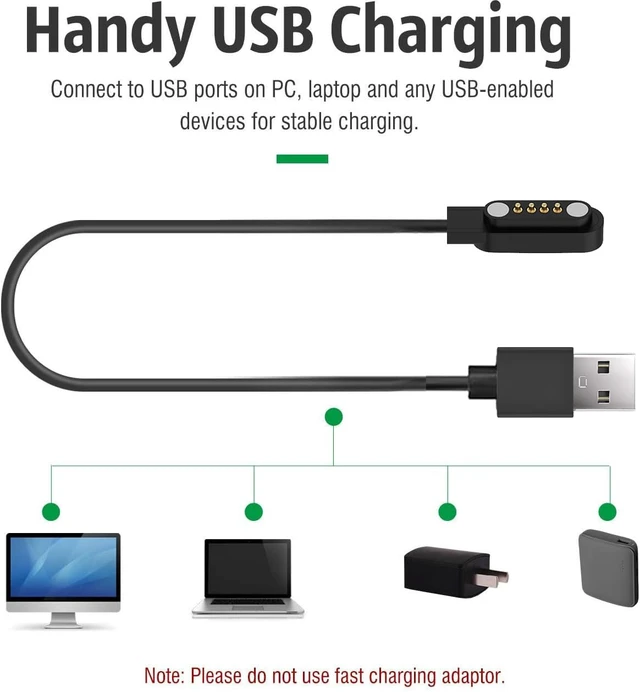 Alt view image 5 of 7 - Charger for Sootingot P70/Monowul P70/CIRPOS P70/Dolwenqi S66/Melontti D16/Sedzofan Y16 Kids Smart Watch, Replacement Magnetic USB Charging Cable Cord