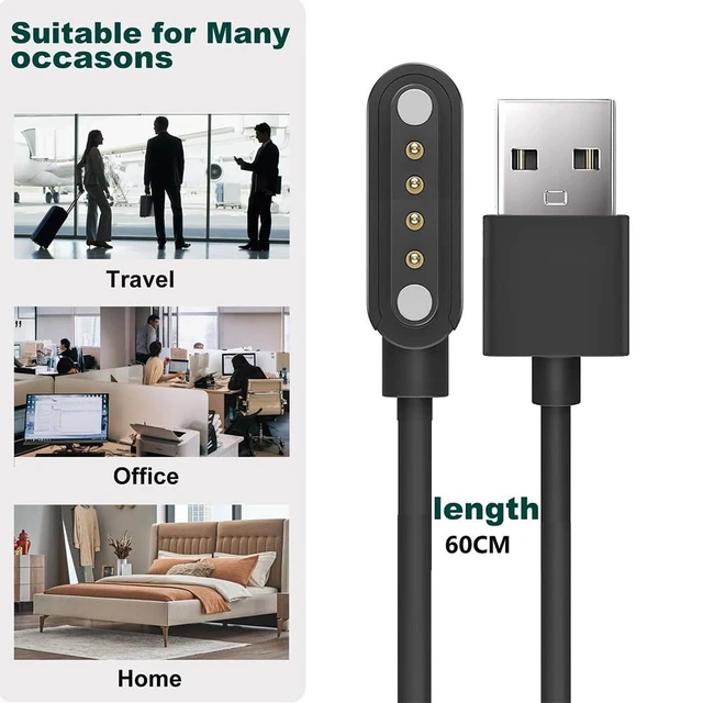 Alt view image 7 of 7 - Charger for Sootingot P70/Monowul P70/CIRPOS P70/Dolwenqi S66/Melontti D16/Sedzofan Y16 Kids Smart Watch, Replacement Magnetic USB Charging Cable Cord
